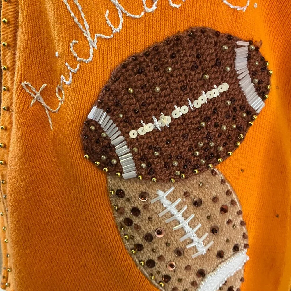 Berek Vintage Medium Football Sweater Clemson Auburn Cardigan Tennessee Orange - Picture 6 of 7